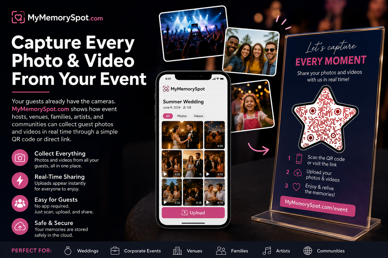 Guests capturing event photos and videos in real time